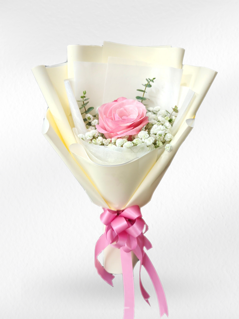 Sweet Promise – Single Pink Rose Bouquet - BestBloomBuddy