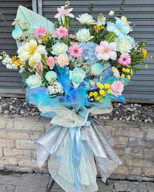 Blue Opulence – Grand Opening Flower Stand - BestBloomBuddy